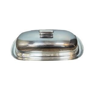 Reed & Barton Embassy Silverplated Butter Dish #1142 Vintage W/ Glass Tray